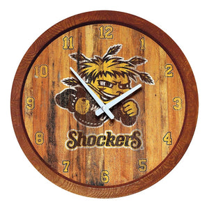 Wichita State Shockers: Weathered "Faux" Barrel Top Wall Clock - The Fan-Brand