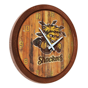 Wichita State Shockers: Weathered "Faux" Barrel Top Wall Clock - The Fan-Brand