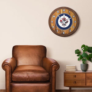 Winnipeg Jets: "Faux" Barrel Top Wall Clock - The Fan-Brand