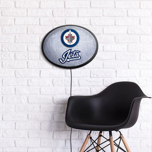 Winnipeg Jets: Ice Rink - Oval Slimline Lighted Wall Sign - The Fan-Brand