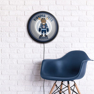 Winnipeg Jets: Moose - Round Slimline Lighted Wall Sign - The Fan-Brand