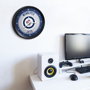 Winnipeg Jets: Ribbed Frame Wall Clock - The Fan-Brand