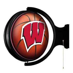 Wisconsin Badgers: Basketball - Original Round Rotating Lighted Wall Sign - The Fan-Brand