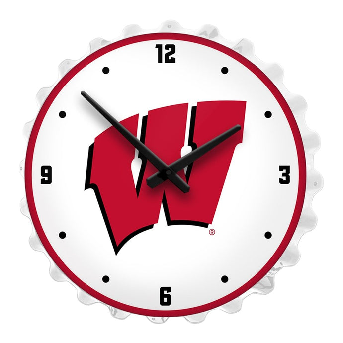 Wisconsin Badgers: Bottle Cap Lighted Wall Clock - The Fan-Brand