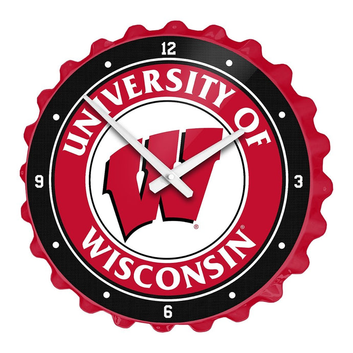 Wisconsin Badgers: Bottle Cap Wall Clock - The Fan-Brand