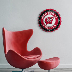 Wisconsin Badgers: Bottle Cap Wall Clock - The Fan-Brand