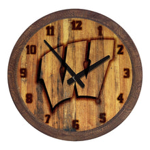 Load image into Gallery viewer, Wisconsin Badgers: Branded &quot;Faux&quot; Barrel Top Wall Clock - The Fan-Brand