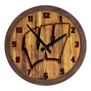 Wisconsin Badgers: Branded "Faux" Barrel Top Wall Clock - The Fan-Brand