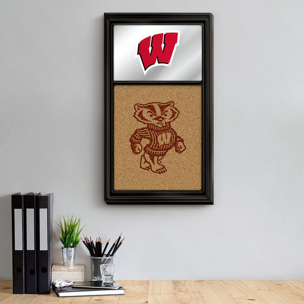 Wisconsin Badgers: Dual Logo - Mirrored Cork Note Board - The Fan-Brand