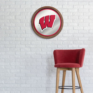 Wisconsin Badgers: "Faux" Barrel Top Mirrored Wall Sign - The Fan-Brand