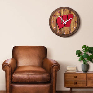 Wisconsin Badgers: "Faux" Barrel Top Wall Clock - The Fan-Brand