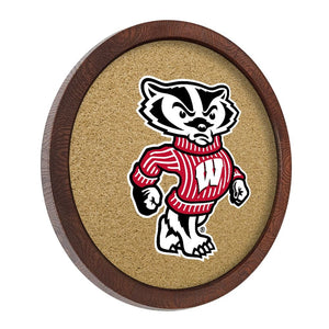 Wisconsin Badgers: Mascot - "Faux" Barrel Framed Cork Board - The Fan-Brand