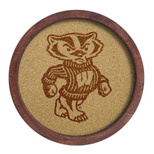 Load image into Gallery viewer, Wisconsin Badgers: Mascot - &quot;Faux&quot; Barrel Framed Cork Board - The Fan-Brand