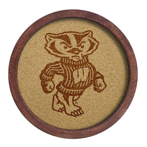 Wisconsin Badgers: Mascot - "Faux" Barrel Framed Cork Board - The Fan-Brand