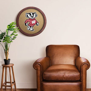 Wisconsin Badgers: Mascot - "Faux" Barrel Framed Cork Board - The Fan-Brand