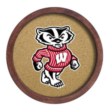 Load image into Gallery viewer, Wisconsin Badgers: Mascot - &quot;Faux&quot; Barrel Framed Cork Board - The Fan-Brand