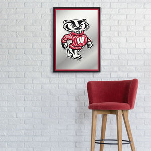 Wisconsin Badgers: Mascot - Framed Mirrored Wall Sign - The Fan-Brand