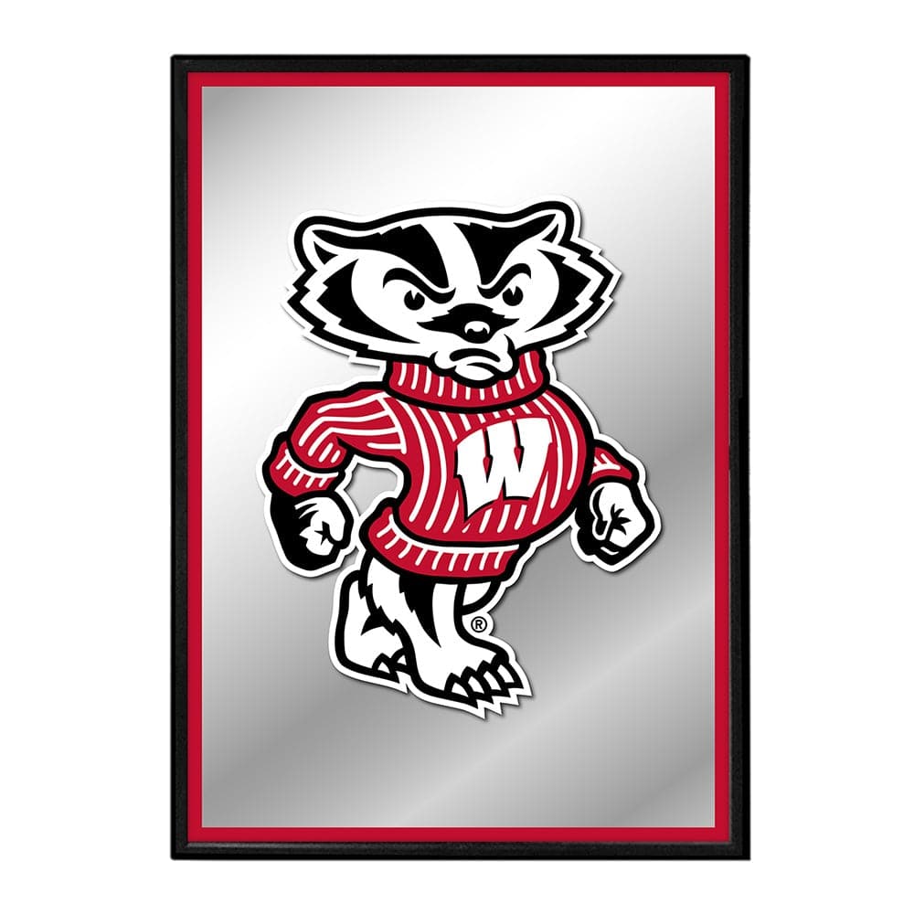 Wisconsin Badgers: Mascot - Framed Mirrored Wall Sign - The Fan-Brand