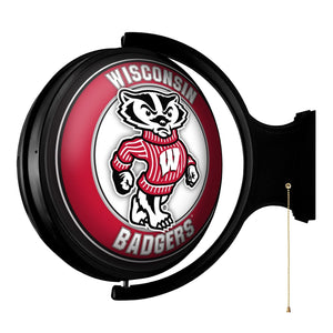 Wisconsin Badgers: Mascot - Original Round Rotating Lighted Wall Sign - The Fan-Brand