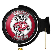 Load image into Gallery viewer, Wisconsin Badgers: Mascot - Original Round Rotating Lighted Wall Sign - The Fan-Brand