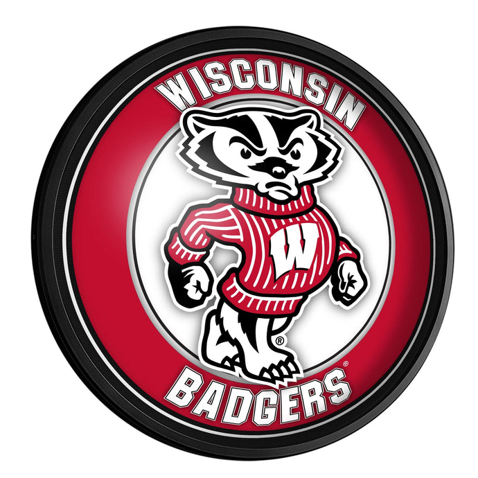Wisconsin Badgers: Mascot - Round Slimline Lighted Wall Sign - The Fan-Brand