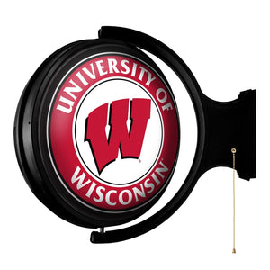 Wisconsin Badgers: Original Round Rotating Lighted Wall Sign - The Fan-Brand