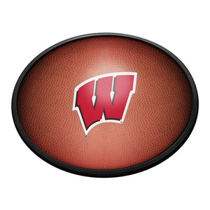 Wisconsin Badgers: Pigskin - Oval Slimline Lighted Wall Sign - The Fan-Brand