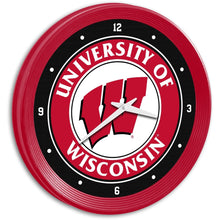 Load image into Gallery viewer, Wisconsin Badgers: Ribbed Frame Wall Clock - The Fan-Brand