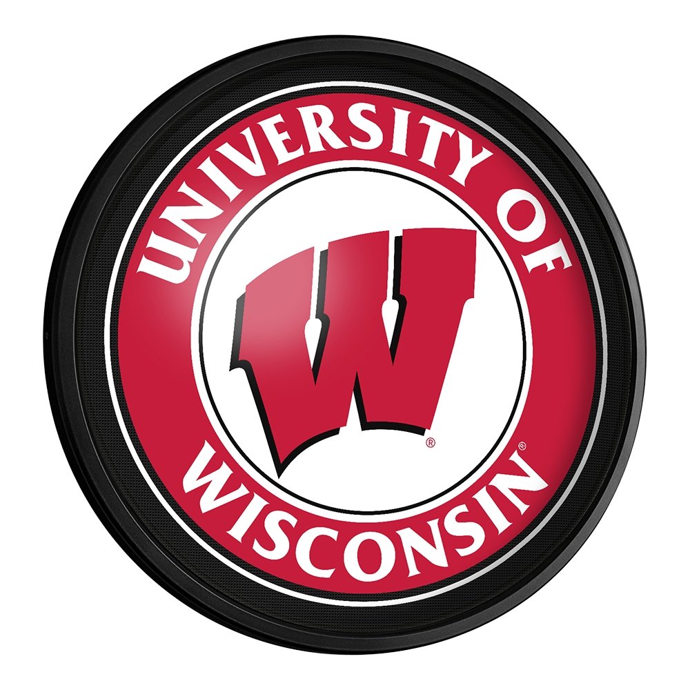 Wisconsin Badgers: Round Slimline Lighted Wall Sign - The Fan-Brand