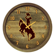 Load image into Gallery viewer, Wyoming Cowboys: &quot;Faux&quot; Barrel Top Wall Clock - The Fan-Brand
