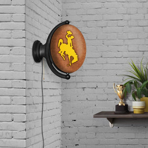 Wyoming Cowboys: Leather - Original Oval Rotating Lighted Wall Sign - The Fan-Brand