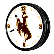 Load image into Gallery viewer, Wyoming Cowboys: Retro Lighted Wall Clock - The Fan-Brand