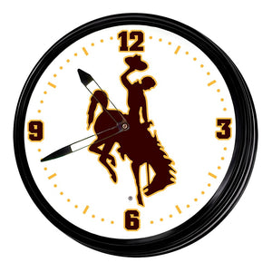 Wyoming Cowboys: Retro Lighted Wall Clock - The Fan-Brand