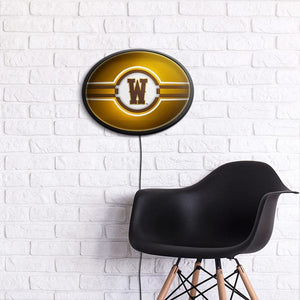 Wyoming Cowboys: W - Oval Slimline Lighted Wall Sign - The Fan-Brand