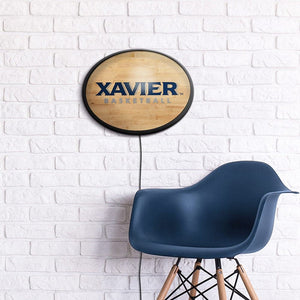 Xavier Musketeers: Hardwood - Oval Slimline Lighted Wall Sign - The Fan-Brand