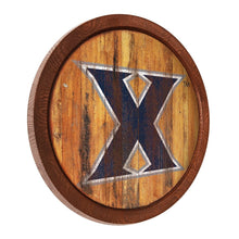 Load image into Gallery viewer, Xavier Musketeers: Weathered &quot;Faux&quot; Barrel Top Sign - The Fan-Brand